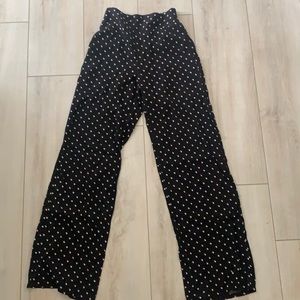 Printed Wide Leg Black Pants